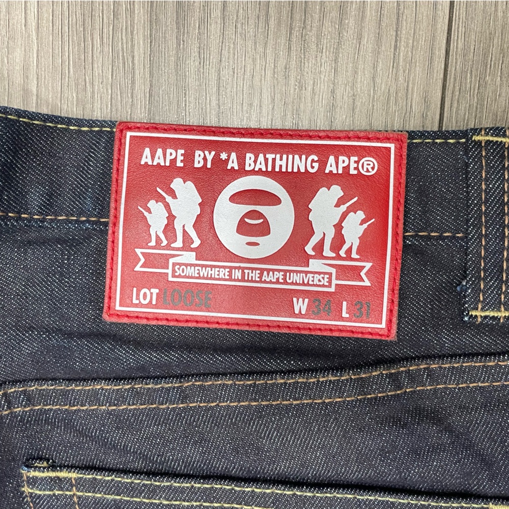 AAPE A Bathing Ape Bape Loose Denim Jeans Mens Sz 34X31 - Picture 15 of 15